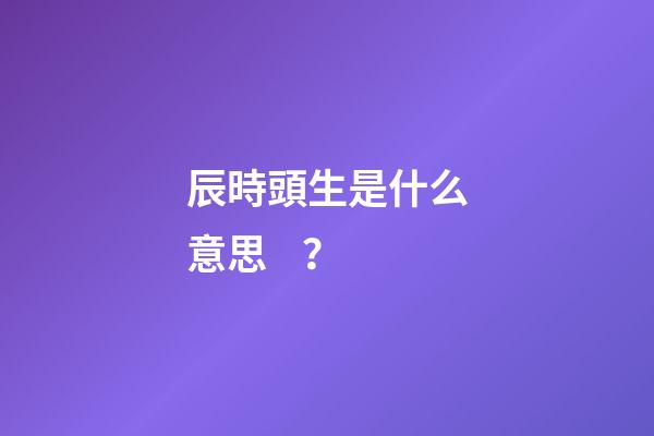 辰時頭生是什么意思？